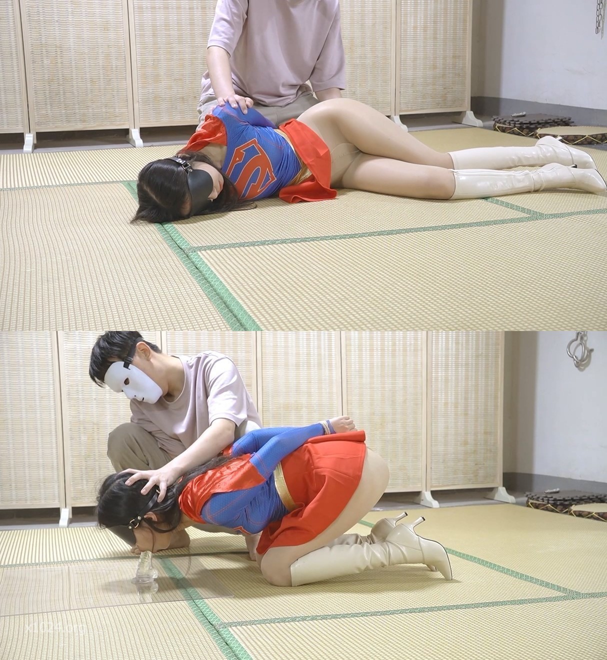 母狗女奴训练营，推特国产调教大神【bondagexiaolu】第二部，女超人之死假阳具炮机测试 [1V/1.17GB]